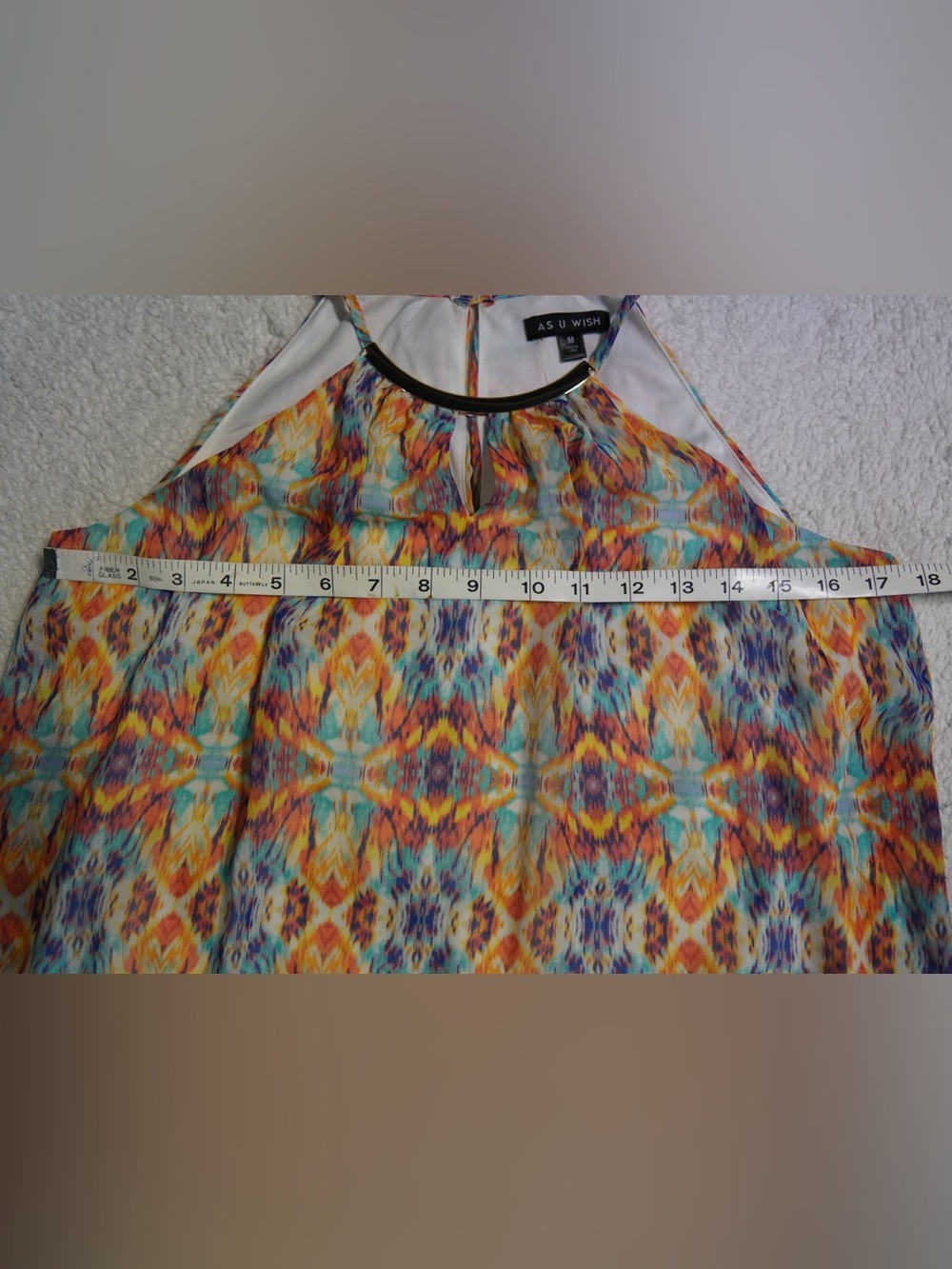 AS U WISH Halter Neck Dress Geometric Abstract Keyhole Metal Trim Summer Size M - Picture 5 of 10